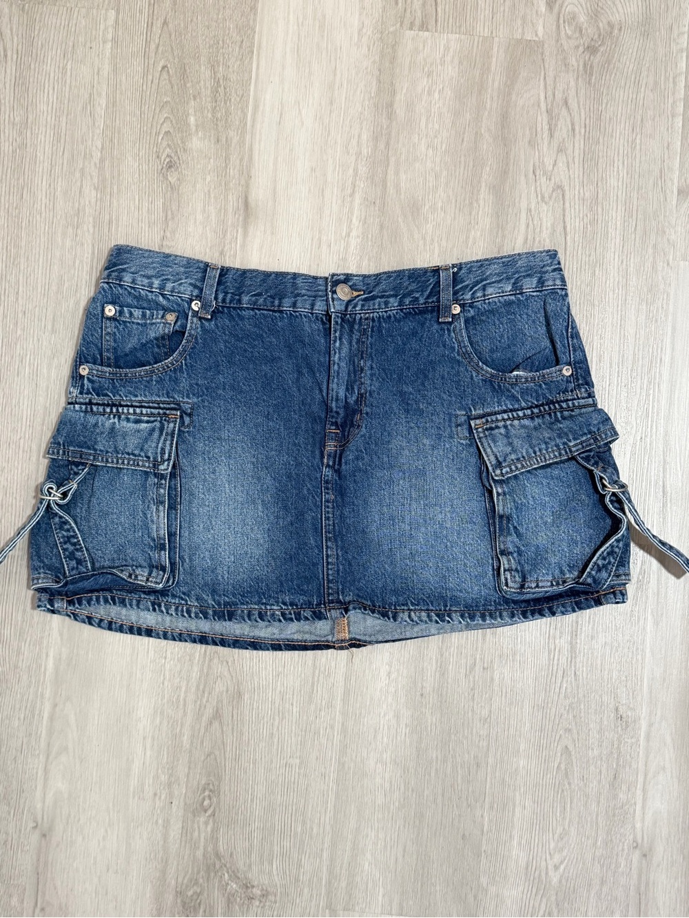 Aeropostale Dark Blue Denim Mini Cargo Skort with Side Ties